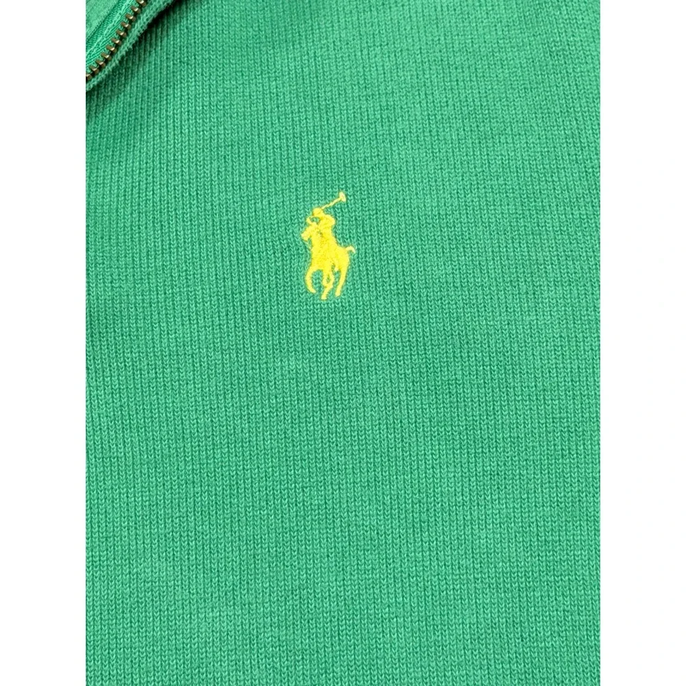 POLO Ralph Lauren Men's Green 1/4 Zip Pullover Sweater Size Medium 100% Cotton